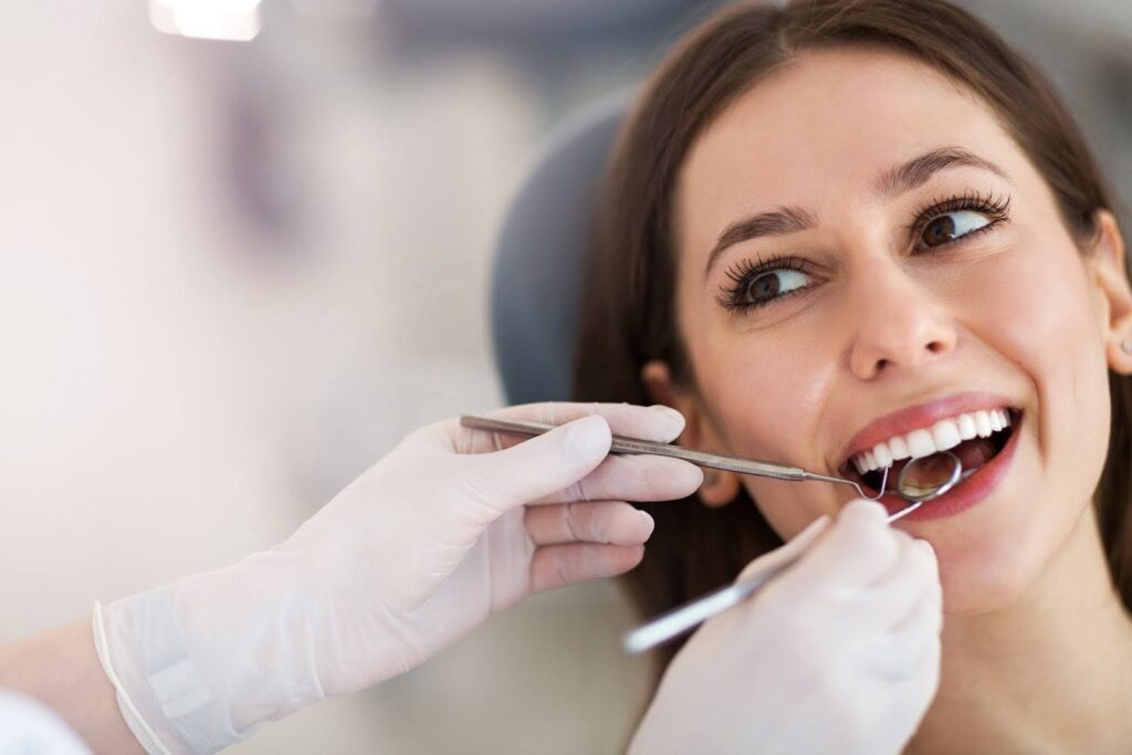 Patient undergoing a cosmetic dental procedure